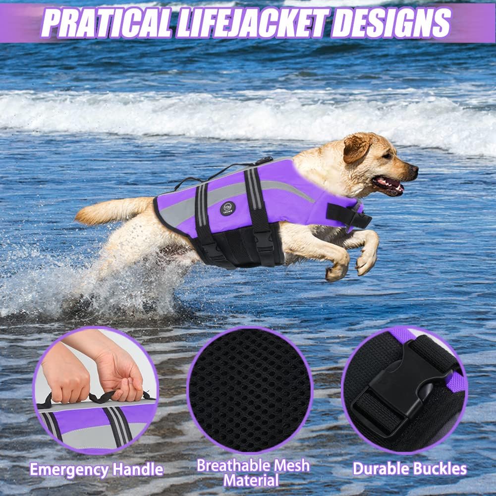 Dog Water Vest, Bright Color Dog Life Jacket for Swimming Boating
