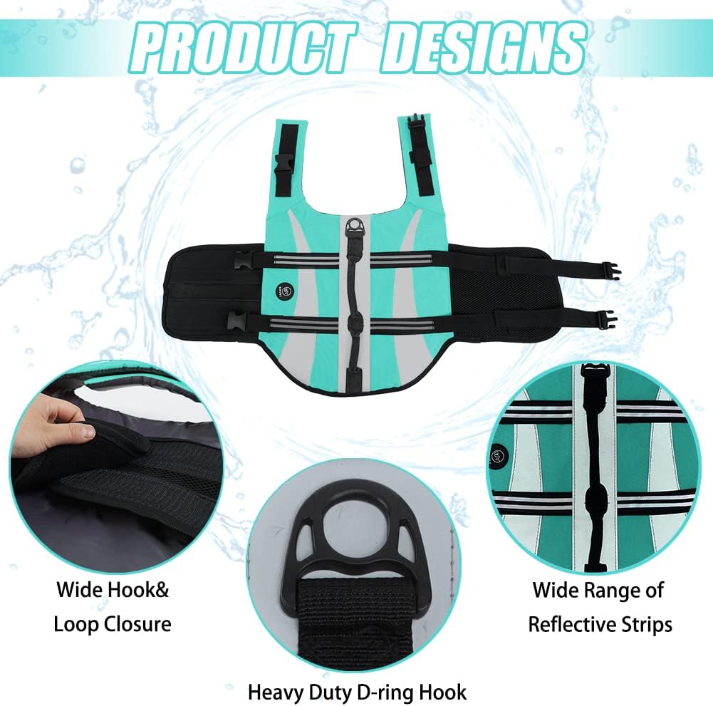 Dog Water Vest, Bright Color Dog Life Jacket for Swimming Boating