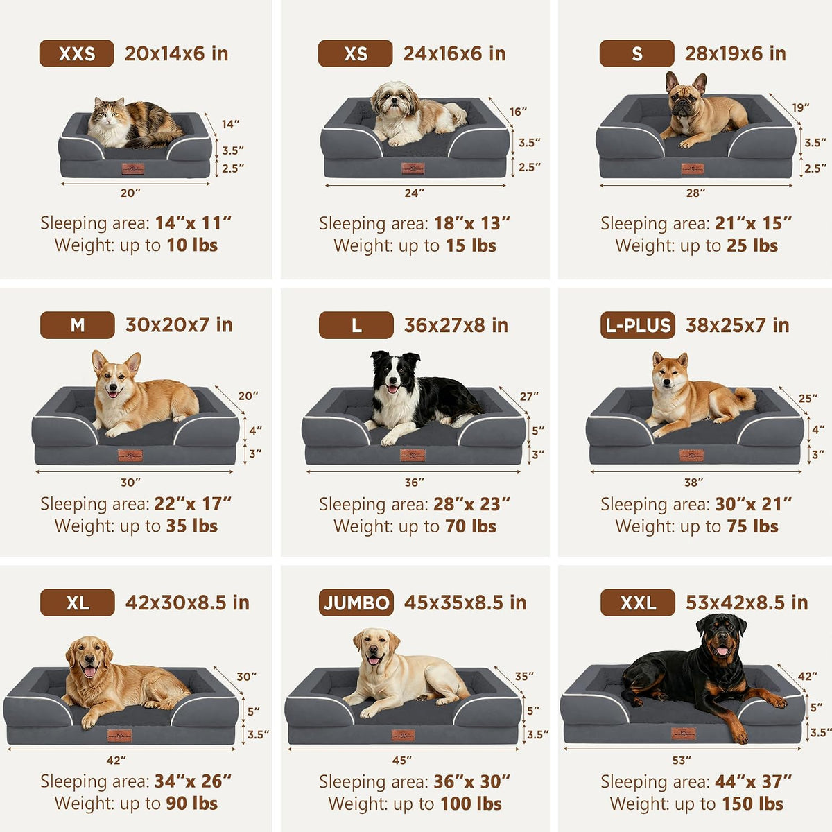 Waterproof Orthopedic Dog Bed for Extra Large Dogs | Supportive Egg Crate Foam XL Pet Bed with Removable Bolster, Dog Couch with Washable Cover & Non-Slip Bottom, 42x30 Inch - Colors B