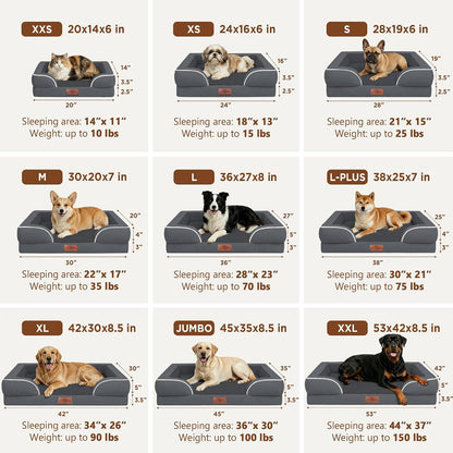 Waterproof Orthopedic Dog Bed for Extra Large Dogs | Supportive Egg Crate Foam XL Pet Bed with Removable Bolster, Dog Couch with Washable Cover & Non-Slip Bottom, 42x30 Inch - Colors B