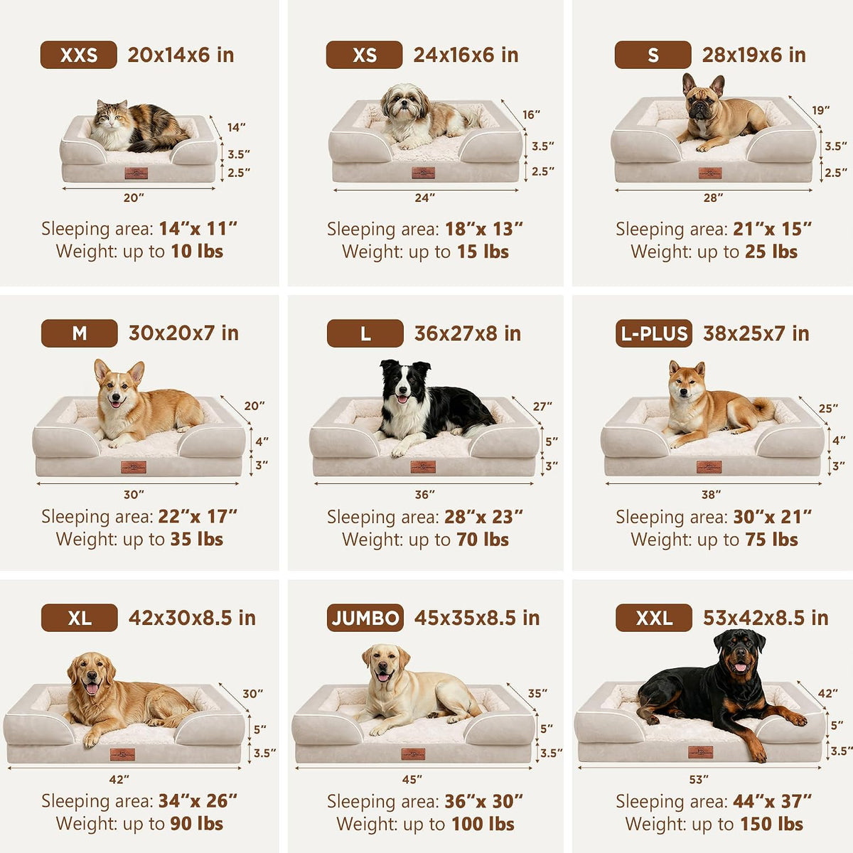 Waterproof Orthopedic Dog Bed for Extra Large Dogs | Supportive Egg Crate Foam XL Pet Bed with Removable Bolster, Dog Couch with Washable Cover & Non-Slip Bottom, 42x30 Inch - Colors B