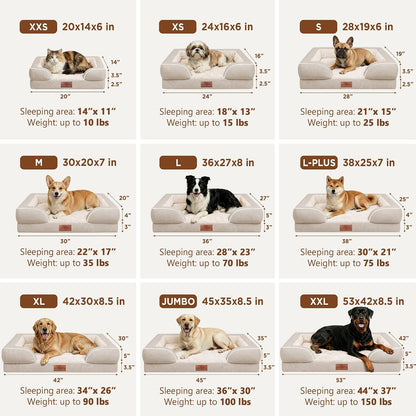 Waterproof Orthopedic Dog Bed for Extra Large Dogs | Supportive Egg Crate Foam XL Pet Bed with Removable Bolster, Dog Couch with Washable Cover & Non-Slip Bottom, 42x30 Inch - Colors B