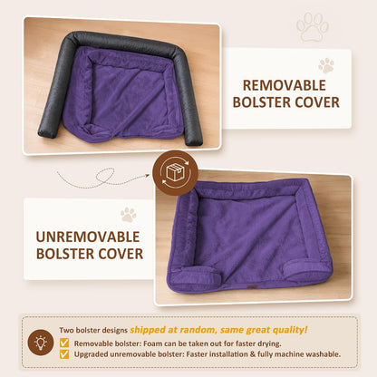 Waterproof Orthopedic Dog Bed for Extra Large Dogs | Supportive Egg Crate Foam XL Pet Bed with Removable Bolster, Dog Couch with Washable Cover & Non-Slip Bottom, 42x30 Inch - Colors B