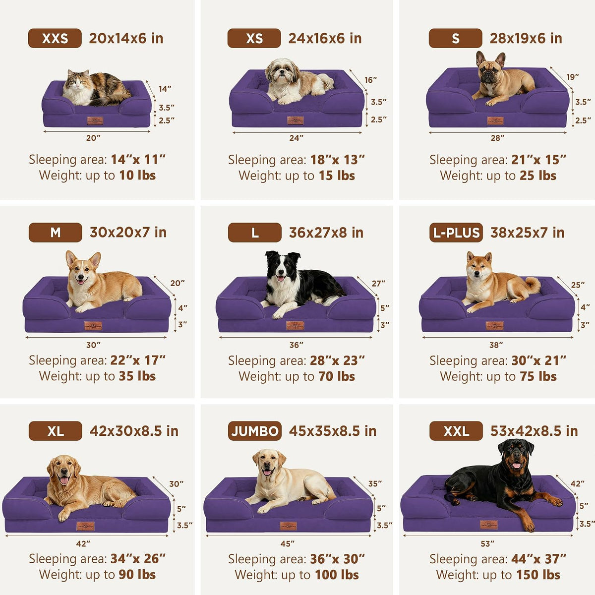 Waterproof Orthopedic Dog Bed for Extra Large Dogs | Supportive Egg Crate Foam XL Pet Bed with Removable Bolster, Dog Couch with Washable Cover & Non-Slip Bottom, 42x30 Inch - Colors B
