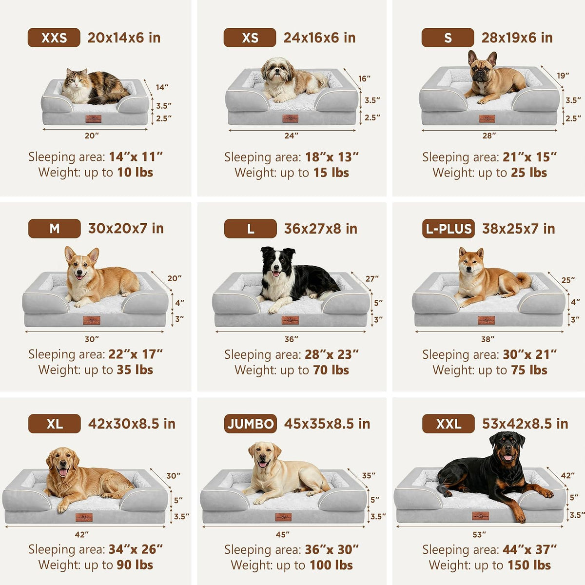 Waterproof Orthopedic Dog Bed for Extra Large Dogs | Supportive Egg Crate Foam XL Pet Bed with Removable Bolster, Dog Couch with Washable Cover & Non-Slip Bottom, 42x30 Inch - Colors B