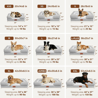 Waterproof Orthopedic Dog Bed for Extra Large Dogs | Supportive Egg Crate Foam XL Pet Bed with Removable Bolster, Dog Couch with Washable Cover & Non-Slip Bottom, 42x30 Inch - Colors B