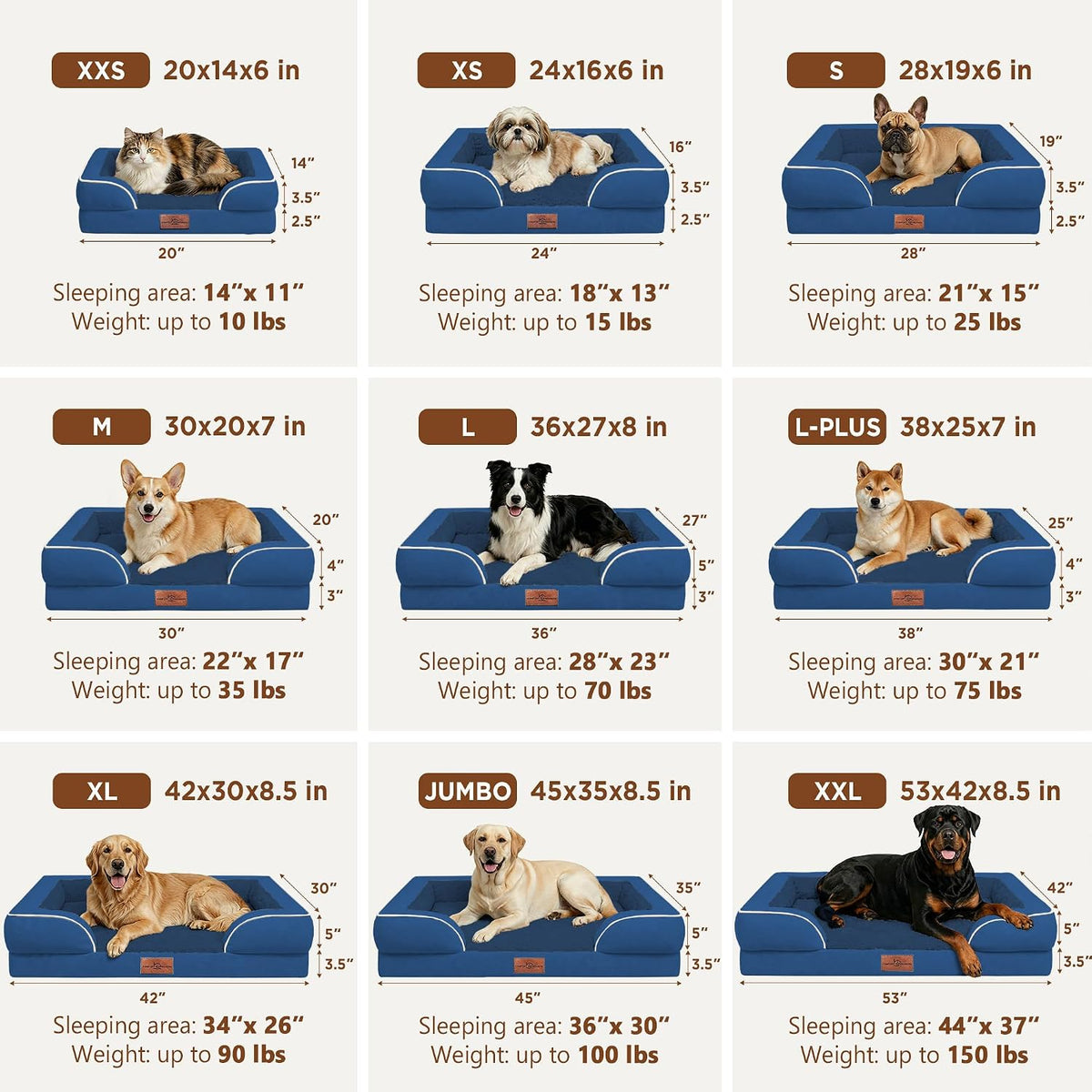Waterproof Orthopedic Dog Bed for Extra Large Dogs | Supportive Egg Crate Foam XL Pet Bed with Removable Bolster, Dog Couch with Washable Cover & Non-Slip Bottom, 42x30 Inch - Colors B