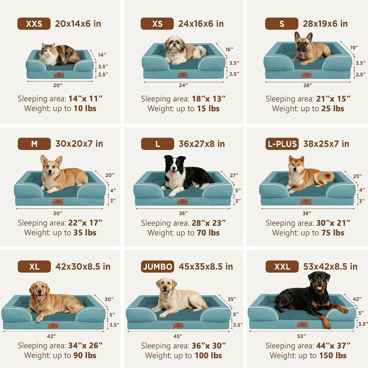 Waterproof Orthopedic Dog Bed for Extra Large Dogs | Supportive Egg Crate Foam XL Pet Bed with Removable Bolster, Dog Couch with Washable Cover & Non-Slip Bottom, 42x30 Inch - Colors B