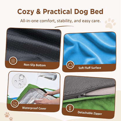 Waterproof Orthopedic Dog Bed for Extra Large Dogs | Supportive Egg Crate Foam XL Pet Bed with Removable Bolster, Dog Couch with Washable Cover & Non-Slip Bottom, 42x30 Inch - Colors B