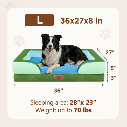 Waterproof Orthopedic Dog Bed for Extra Large Dogs | Supportive Egg Crate Foam XL Pet Bed with Removable Bolster, Dog Couch with Washable Cover & Non-Slip Bottom, 42x30 Inch - Colors B