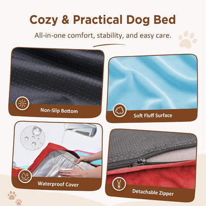 Waterproof Orthopedic Dog Bed for Extra Large Dogs | Supportive Egg Crate Foam XL Pet Bed with Removable Bolster, Dog Couch with Washable Cover & Non-Slip Bottom, 42x30 Inch - Colors B