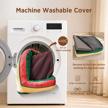 Waterproof Orthopedic Dog Bed for Extra Large Dogs | Supportive Egg Crate Foam XL Pet Bed with Removable Bolster, Dog Couch with Washable Cover & Non-Slip Bottom, 42x30 Inch - Colors B
