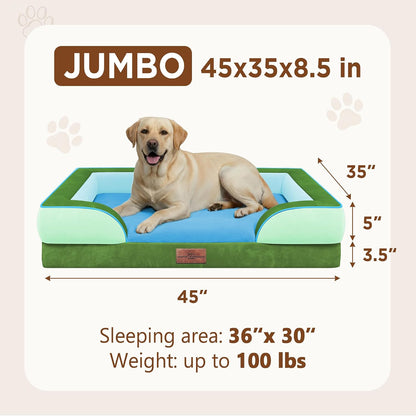 Waterproof Orthopedic Dog Bed for Extra Large Dogs | Supportive Egg Crate Foam XL Pet Bed with Removable Bolster, Dog Couch with Washable Cover & Non-Slip Bottom, 42x30 Inch - Colors B