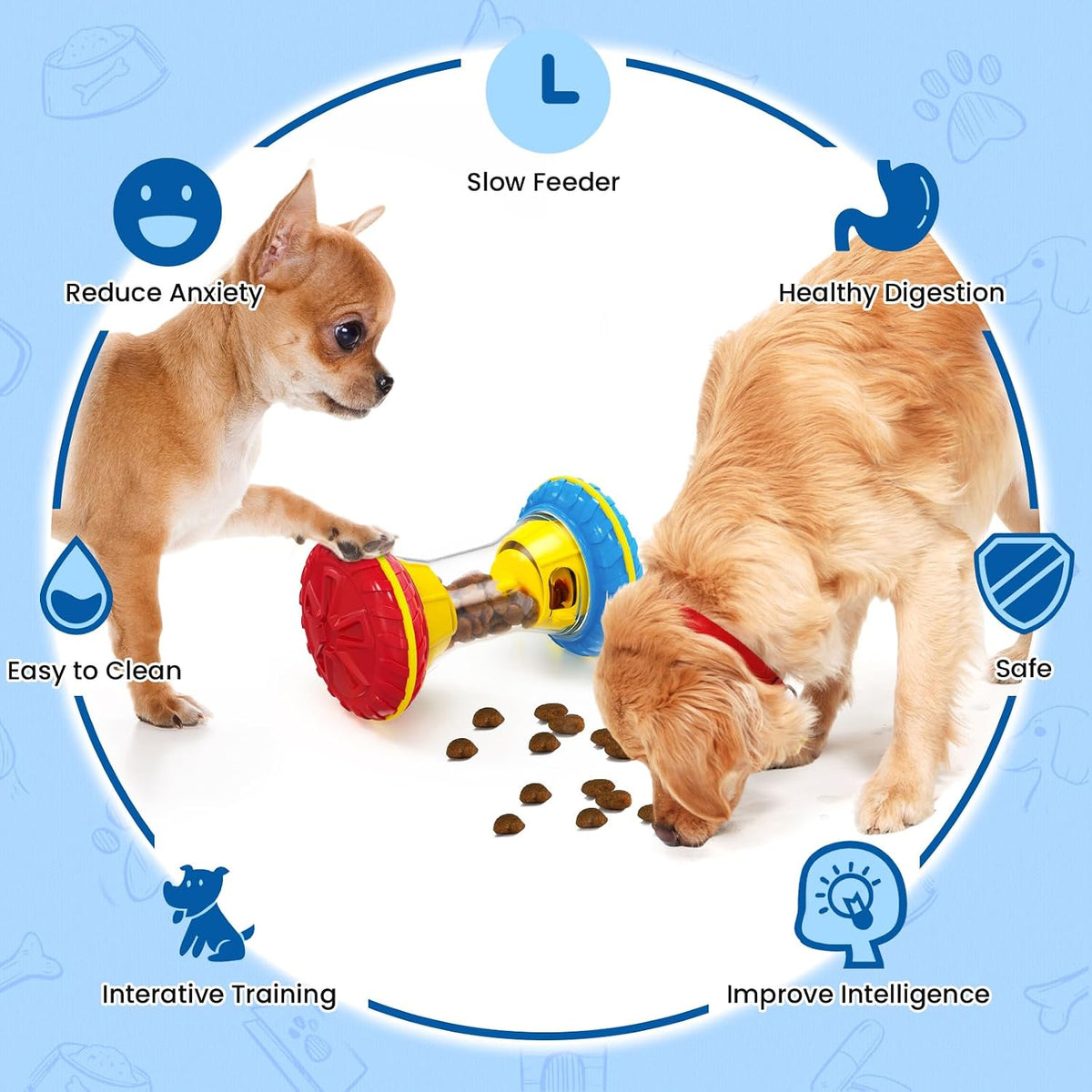Interactive Dog Toys, Dog Puzzle Toys for Smart, Dog Enrichment Toy to Keep Them Busy, Treat Dispensing Toy Slow Puzzles Feeder, Yellow