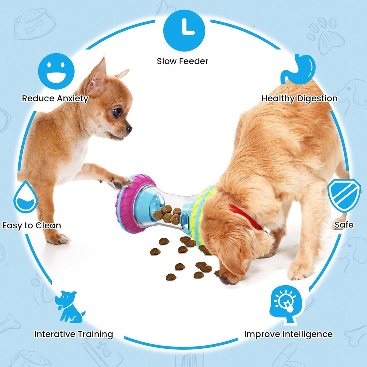 Interactive Dog Toys, Dog Puzzle Toys for Smart, Dog Enrichment Toy to Keep Them Busy, Treat Dispensing Toy Slow Puzzles Feeder, Yellow