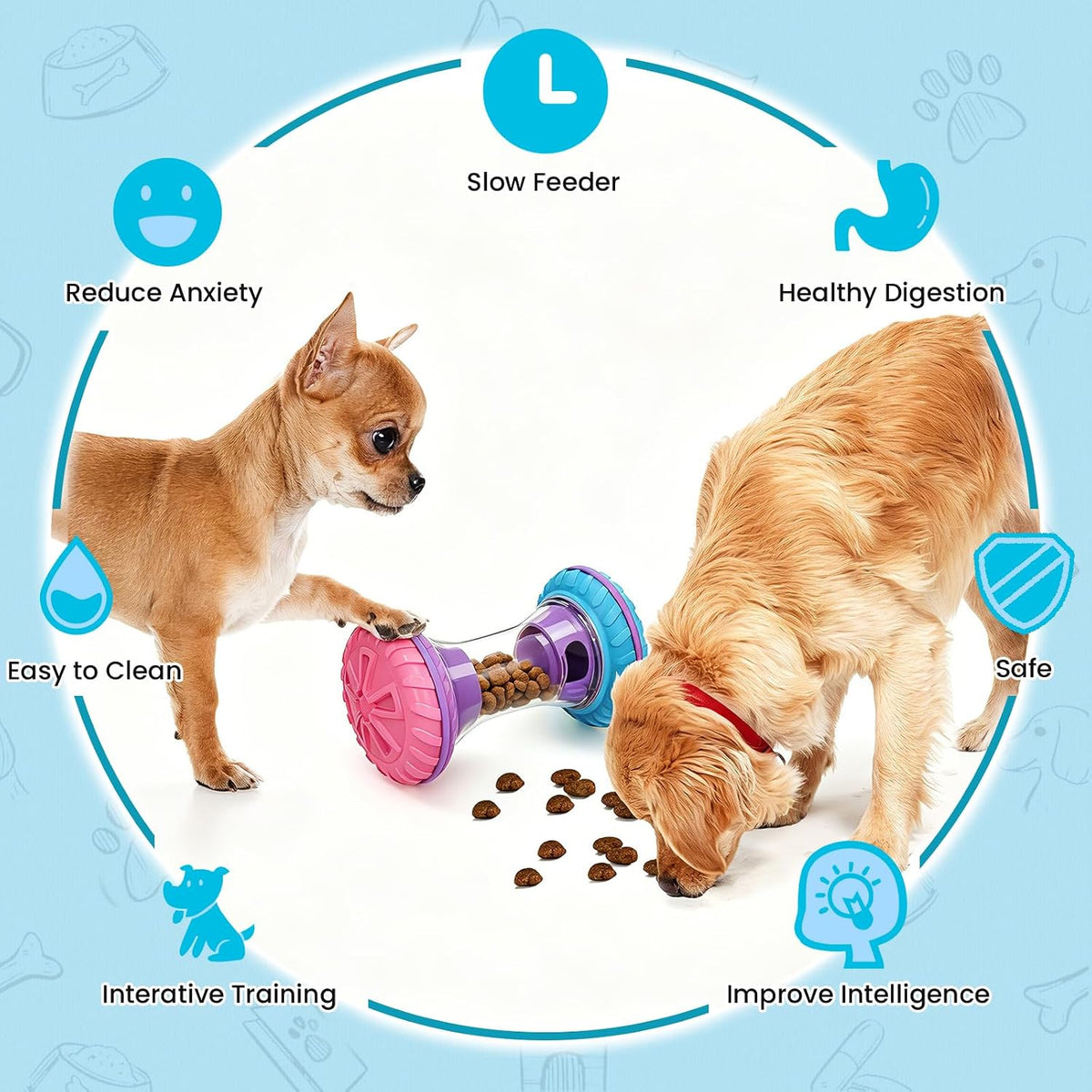 Interactive Dog Toys, Dog Puzzle Toys for Smart, Dog Enrichment Toy to Keep Them Busy, Treat Dispensing Toy Slow Puzzles Feeder, Yellow
