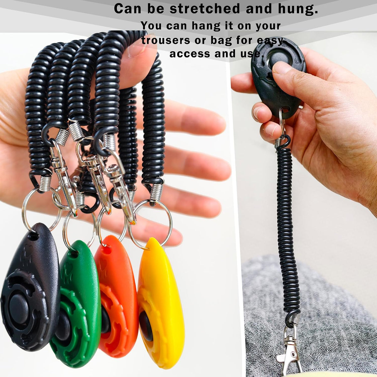 Pet Training Clicker with Wrist Strap - Dog Training Clickers for Puppy, Cat, Potty, Bird, Horse, Pet, Trainer Training Tools, Behavior Aids (Black +Deep Green + Tangerine + Yellow)