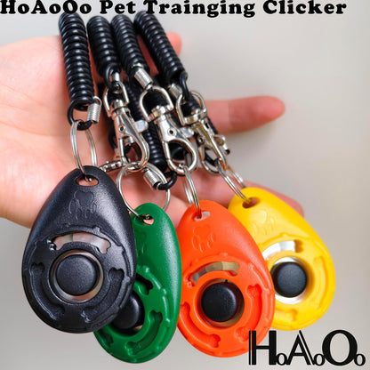 Pet Training Clicker with Wrist Strap - Dog Training Clickers for Puppy, Cat, Potty, Bird, Horse, Pet, Trainer Training Tools, Behavior Aids (Black +Deep Green + Tangerine + Yellow)