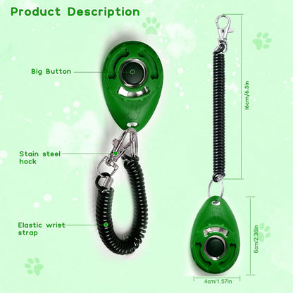 Pet Training Clicker with Wrist Strap - Dog Training Clickers for Puppy, Cat, Potty, Bird, Horse, Pet, Trainer Training Tools, Behavior Aids (Black +Deep Green + Tangerine + Yellow)