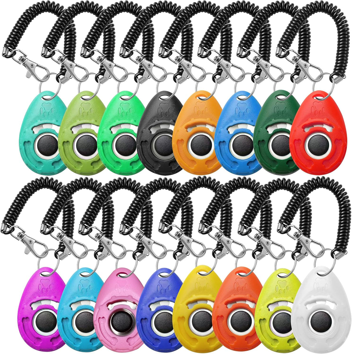 Pet Training Clicker with Wrist Strap - Dog Training Clickers for Puppy, Cat, Potty, Bird, Horse, Pet, Trainer Training Tools, Behavior Aids (Black +Deep Green + Tangerine + Yellow)