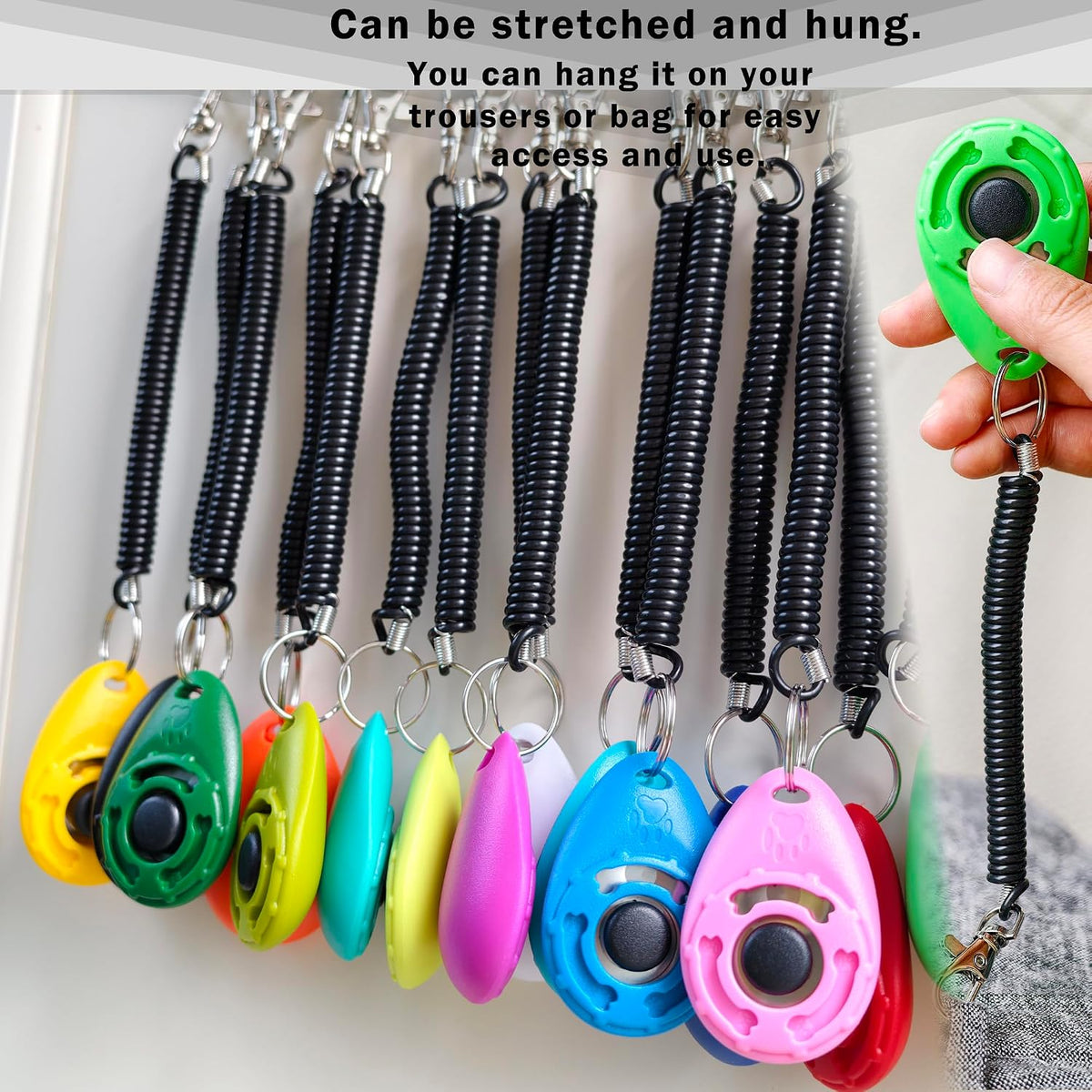 Pet Training Clicker with Wrist Strap - Dog Training Clickers for Puppy, Cat, Potty, Bird, Horse, Pet, Trainer Training Tools, Behavior Aids (Black +Deep Green + Tangerine + Yellow)