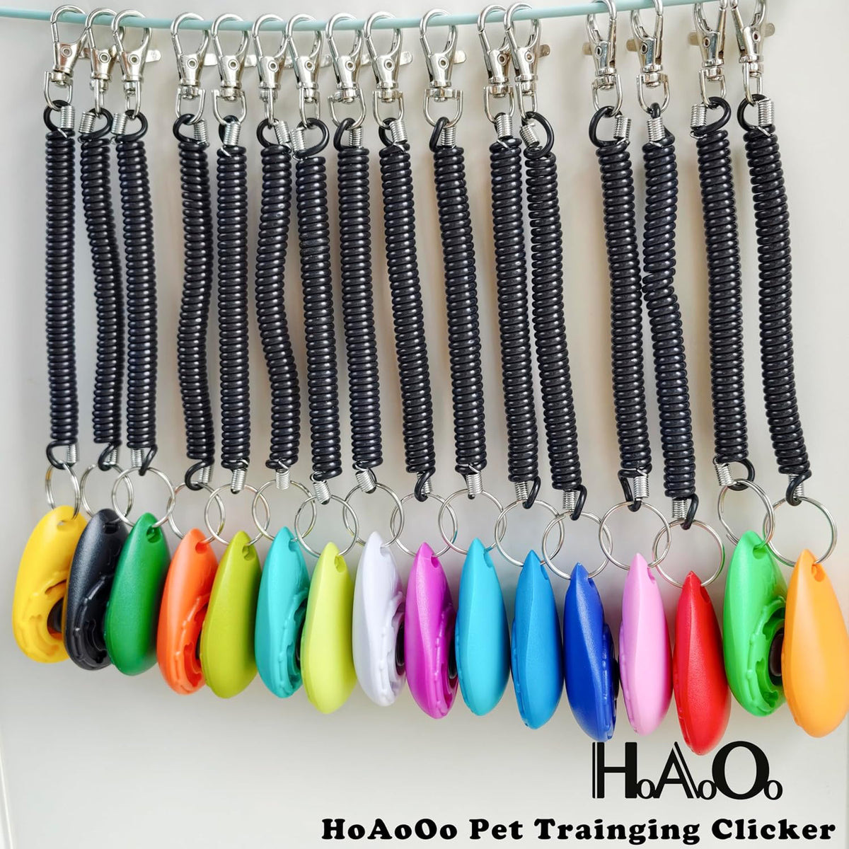 Pet Training Clicker with Wrist Strap - Dog Training Clickers for Puppy, Cat, Potty, Bird, Horse, Pet, Trainer Training Tools, Behavior Aids (Black +Deep Green + Tangerine + Yellow)