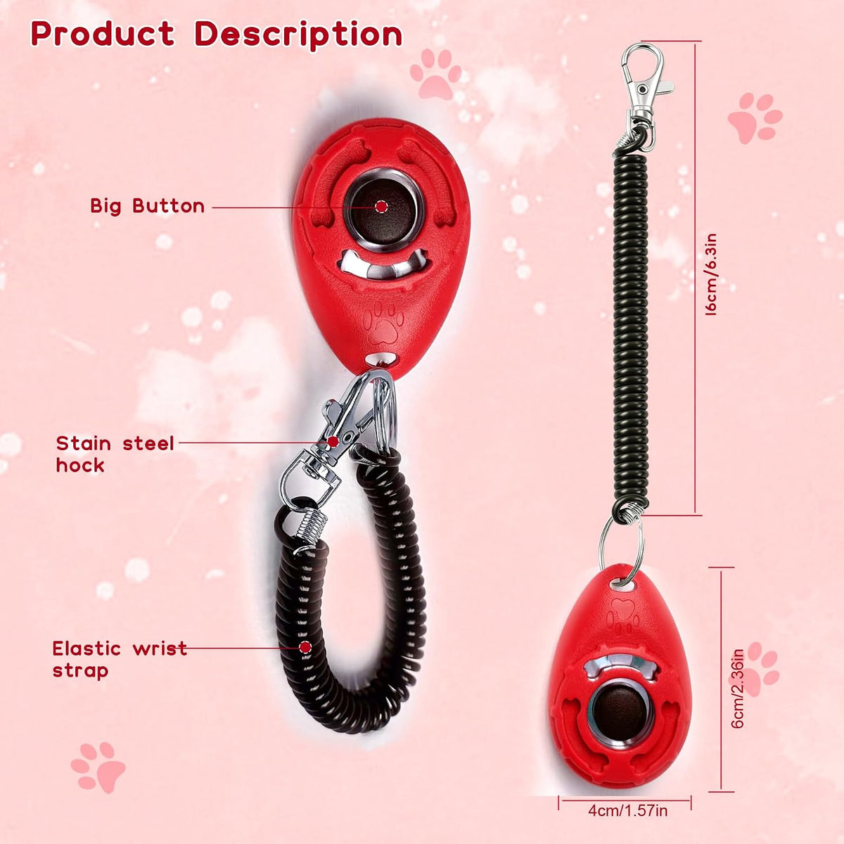 Pet Training Clicker with Wrist Strap - Dog Training Clickers for Puppy, Cat, Potty, Bird, Horse, Pet, Trainer Training Tools, Behavior Aids (Black +Deep Green + Tangerine + Yellow)