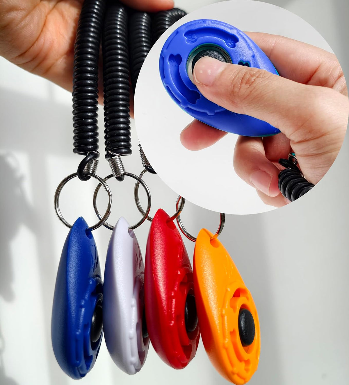 Pet Training Clicker with Wrist Strap - Dog Training Clickers for Puppy, Cat, Potty, Bird, Horse, Pet, Trainer Training Tools, Behavior Aids (Black +Deep Green + Tangerine + Yellow)