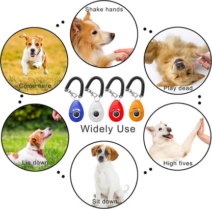 Pet Training Clicker with Wrist Strap - Dog Training Clickers for Puppy, Cat, Potty, Bird, Horse, Pet, Trainer Training Tools, Behavior Aids (Black +Deep Green + Tangerine + Yellow)