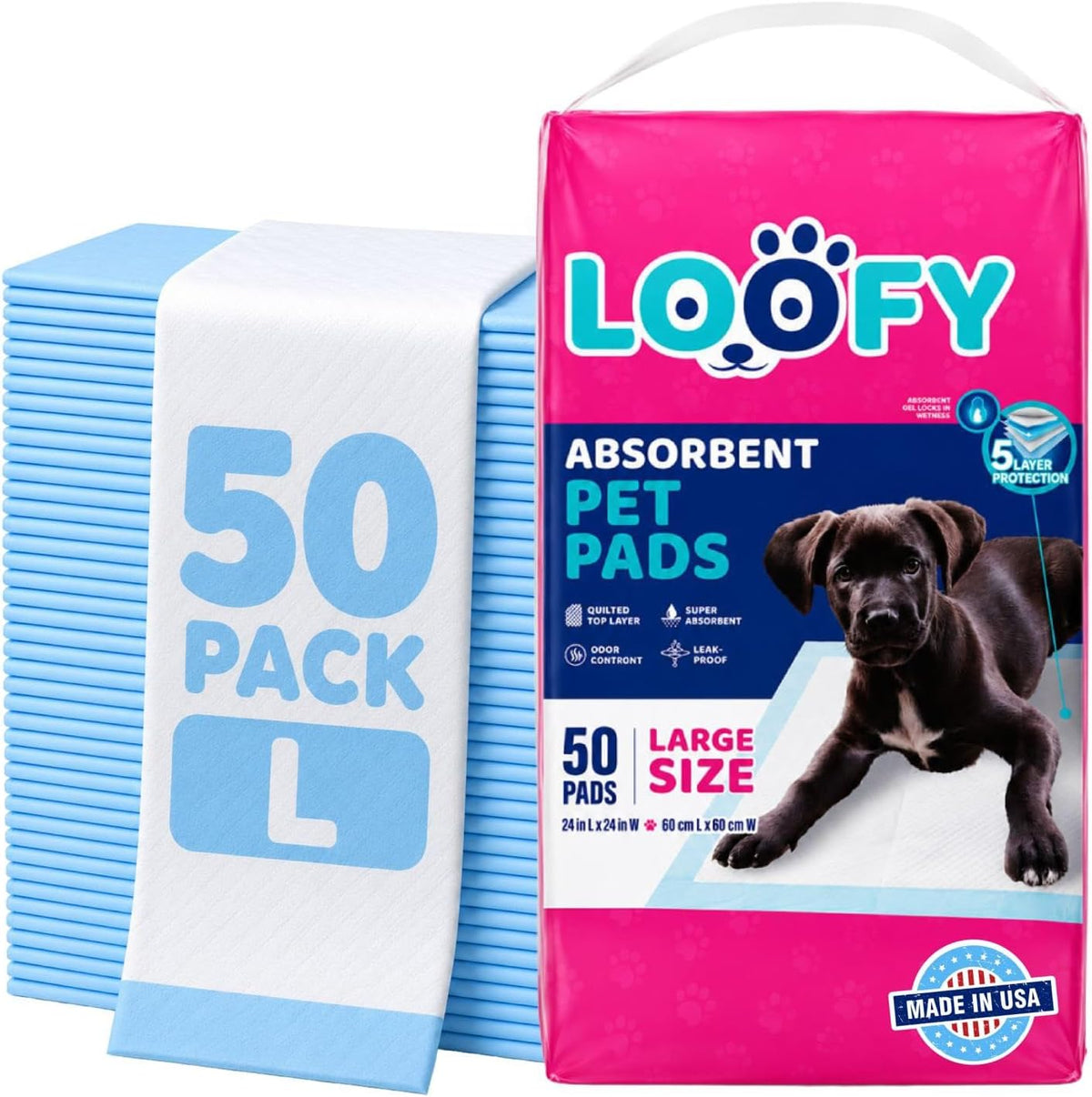 Loofy Pee Pads for Dogs, Training Pads for Dogs, Dog Training Pads, X-Large 35x24, Leak-Proof, Quick-Dry, Super Absorbent Puppy Potty Pads