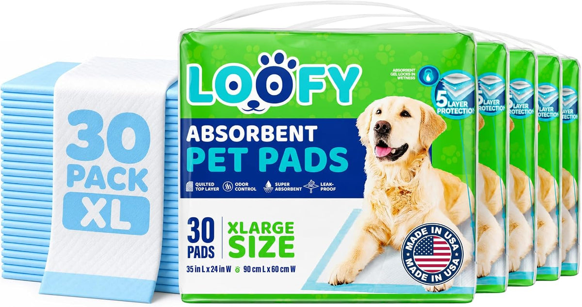 Loofy Pee Pads for Dogs, Training Pads for Dogs, Dog Training Pads, X-Large 35x24, Leak-Proof, Quick-Dry, Super Absorbent Puppy Potty Pads