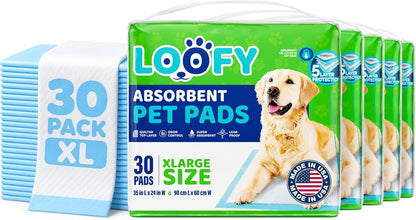 Loofy Pee Pads for Dogs, Training Pads for Dogs, Dog Training Pads, X-Large 35x24, Leak-Proof, Quick-Dry, Super Absorbent Puppy Potty Pads