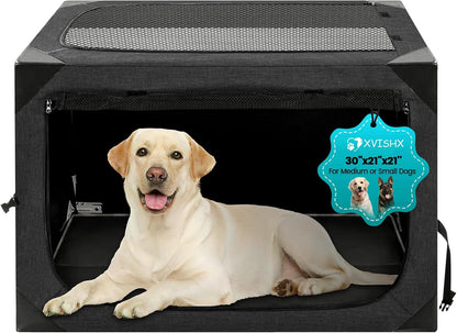 Dog Crate,36x25x25 Inch Large Dog Crate for Large or Medium Dogs, Portable and Foldable Design of Dog Cage, Perfect for Travel or Home Use, Dog Kennel with 2-Door and Durable Mesh Windows, Light Grey