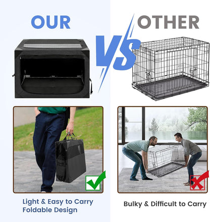 Dog Crate,36x25x25 Inch Large Dog Crate for Large or Medium Dogs, Portable and Foldable Design of Dog Cage, Perfect for Travel or Home Use, Dog Kennel with 2-Door and Durable Mesh Windows, Light Grey