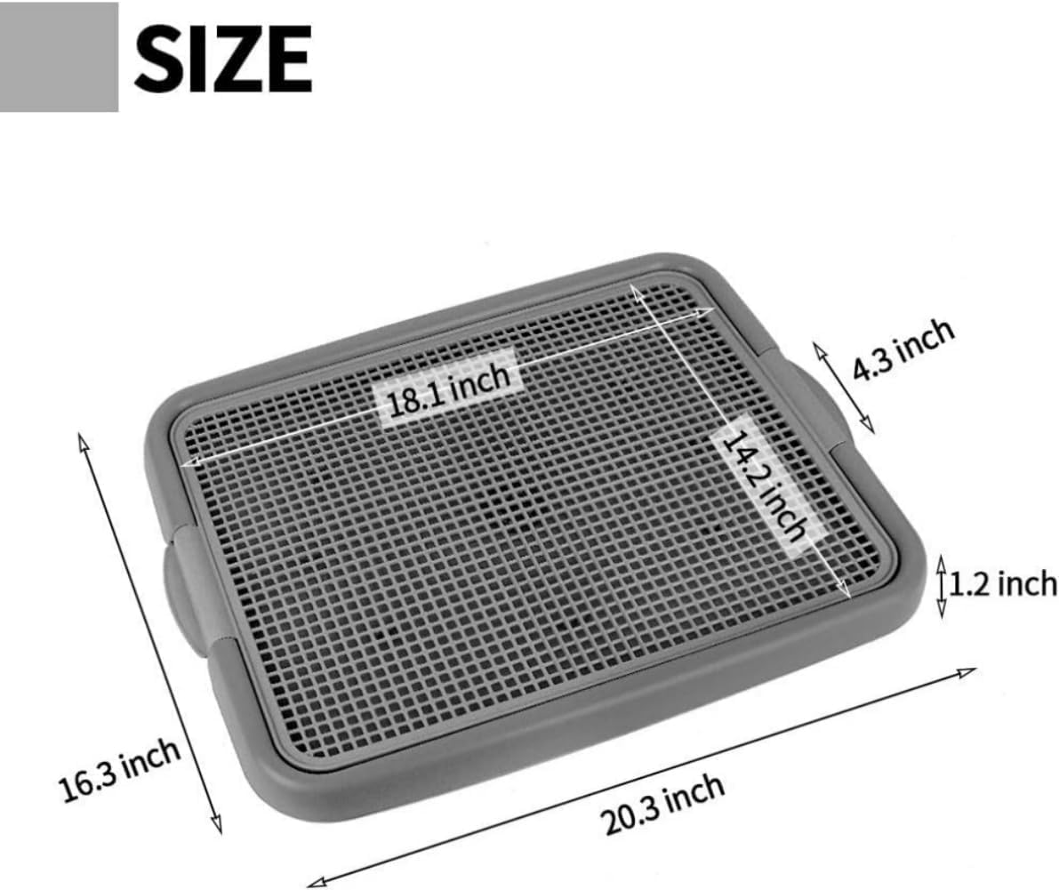 Puppy Potty Tray with Mesh – Dog Pee Pad Holder for Small Dogs & Puppies, Indoor Dog Potty Training Toilet, Plastic Leak-Proof Dog Potty Tray (Small - 20 x 16 in)
