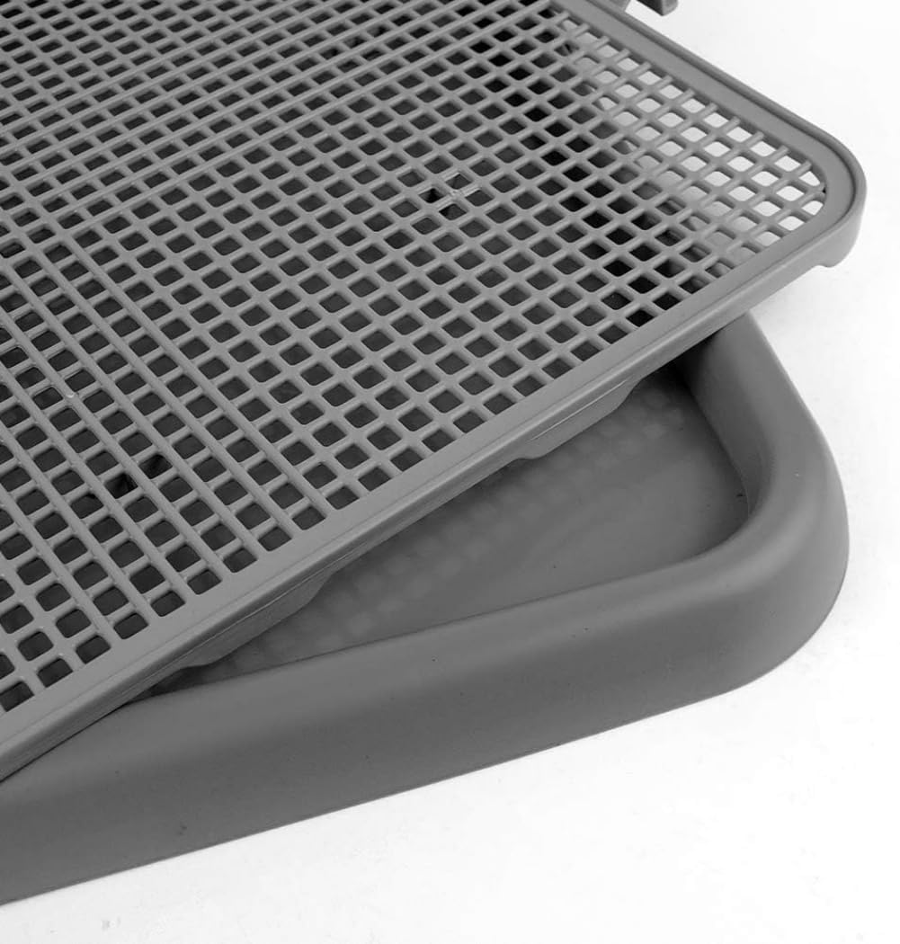 Puppy Potty Tray with Mesh – Dog Pee Pad Holder for Small Dogs & Puppies, Indoor Dog Potty Training Toilet, Plastic Leak-Proof Dog Potty Tray (Small - 20 x 16 in)