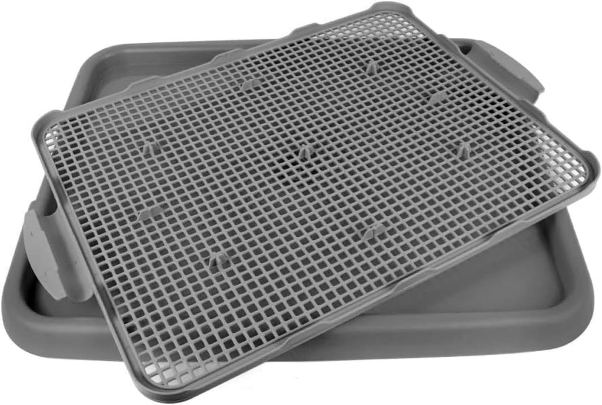 Puppy Potty Tray with Mesh – Dog Pee Pad Holder for Small Dogs & Puppies, Indoor Dog Potty Training Toilet, Plastic Leak-Proof Dog Potty Tray (Small - 20 x 16 in)