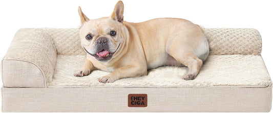 Orthopedic Dog Bed Medium Size, Memory Foam Dog Bed, Grey | Small Dog Sofa with Washable Removable Cover, Waterproof Pet Couch for Crate with Nonskid Bottom, 30x20x6