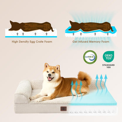 Orthopedic Dog Bed Medium Size, Memory Foam Dog Bed, Grey | Small Dog Sofa with Washable Removable Cover, Waterproof Pet Couch for Crate with Nonskid Bottom, 30x20x6