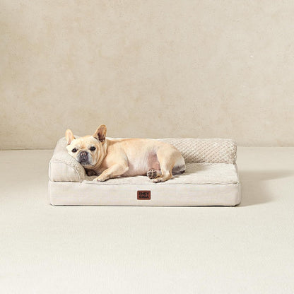 Orthopedic Dog Bed Medium Size, Memory Foam Dog Bed, Grey | Small Dog Sofa with Washable Removable Cover, Waterproof Pet Couch for Crate with Nonskid Bottom, 30x20x6