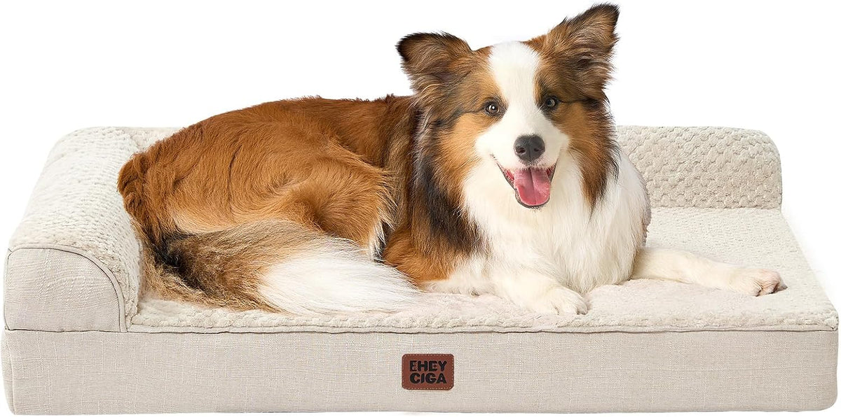Orthopedic Dog Bed Medium Size, Memory Foam Dog Bed, Grey | Small Dog Sofa with Washable Removable Cover, Waterproof Pet Couch for Crate with Nonskid Bottom, 30x20x6