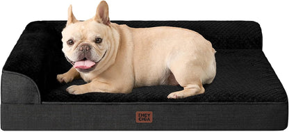 Orthopedic Dog Bed Medium Size, Memory Foam Dog Bed, Grey | Small Dog Sofa with Washable Removable Cover, Waterproof Pet Couch for Crate with Nonskid Bottom, 30x20x6