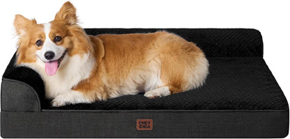 Orthopedic Dog Bed Medium Size, Memory Foam Dog Bed, Grey | Small Dog Sofa with Washable Removable Cover, Waterproof Pet Couch for Crate with Nonskid Bottom, 30x20x6