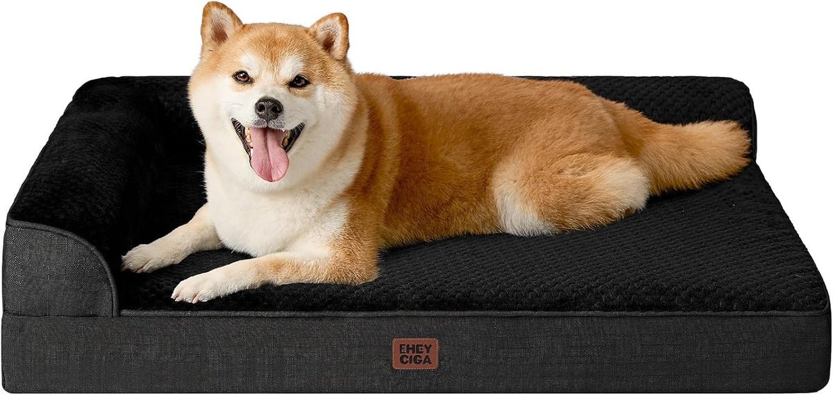 Orthopedic Dog Bed Medium Size, Memory Foam Dog Bed, Grey | Small Dog Sofa with Washable Removable Cover, Waterproof Pet Couch for Crate with Nonskid Bottom, 30x20x6