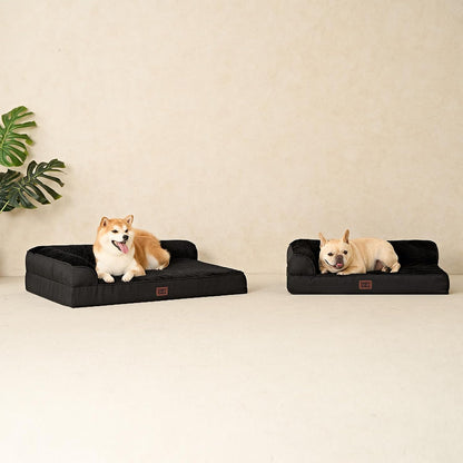 Orthopedic Dog Bed Medium Size, Memory Foam Dog Bed, Grey | Small Dog Sofa with Washable Removable Cover, Waterproof Pet Couch for Crate with Nonskid Bottom, 30x20x6