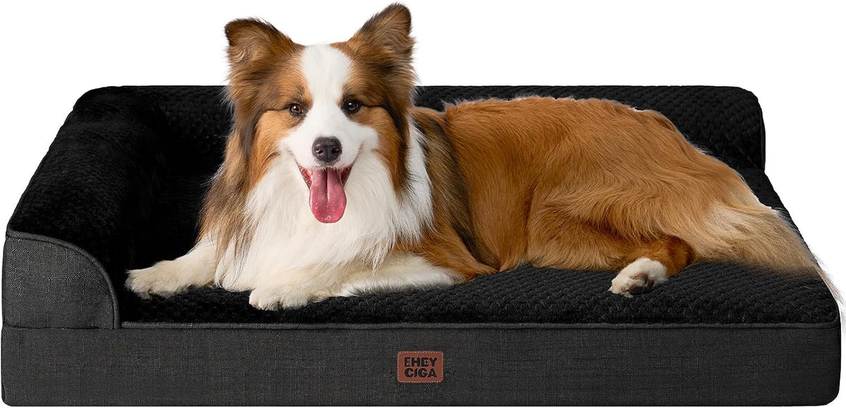 Orthopedic Dog Bed Medium Size, Memory Foam Dog Bed, Grey | Small Dog Sofa with Washable Removable Cover, Waterproof Pet Couch for Crate with Nonskid Bottom, 30x20x6