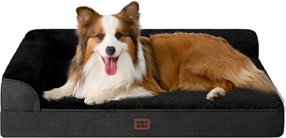 Orthopedic Dog Bed Medium Size, Memory Foam Dog Bed, Grey | Small Dog Sofa with Washable Removable Cover, Waterproof Pet Couch for Crate with Nonskid Bottom, 30x20x6