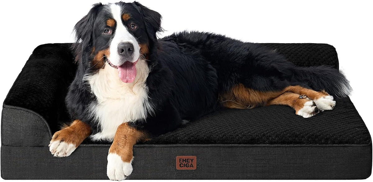 Orthopedic Dog Bed Medium Size, Memory Foam Dog Bed, Grey | Small Dog Sofa with Washable Removable Cover, Waterproof Pet Couch for Crate with Nonskid Bottom, 30x20x6
