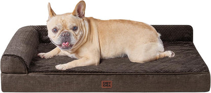 Orthopedic Dog Bed Medium Size, Memory Foam Dog Bed, Grey | Small Dog Sofa with Washable Removable Cover, Waterproof Pet Couch for Crate with Nonskid Bottom, 30x20x6