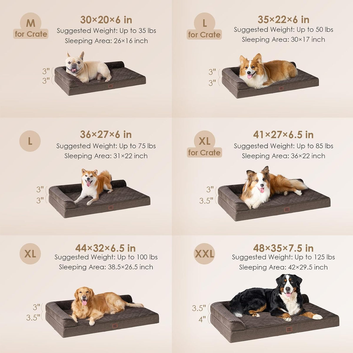 Orthopedic Dog Bed Medium Size, Memory Foam Dog Bed, Grey | Small Dog Sofa with Washable Removable Cover, Waterproof Pet Couch for Crate with Nonskid Bottom, 30x20x6